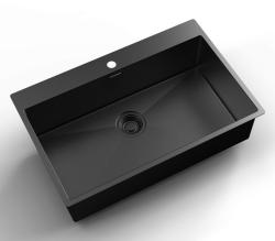 Pure.Sink Luxion PVD Μεγάλο μαύρο νεροχύτη 78x50 cm Tapwing με οπή για βρύση PLX7850T-63