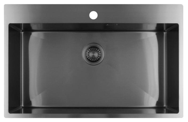 Pure.Sink Luxion Μεγάλο νεροχύτη Gun metal 78x50 cm Tapwing με οπή για βρύση PLX7850T-61