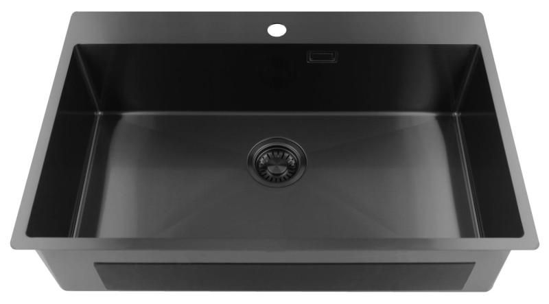 Pure.Sink Luxion Μεγάλο νεροχύτη Gun metal 78x50 cm Tapwing με οπή για βρύση PLX7850T-61