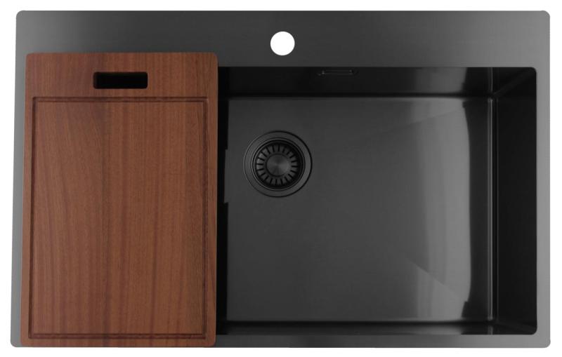 Pure.Sink Luxion Μεγάλο νεροχύτη Gun metal 78x50 cm Tapwing με οπή για βρύση PLX7850T-61