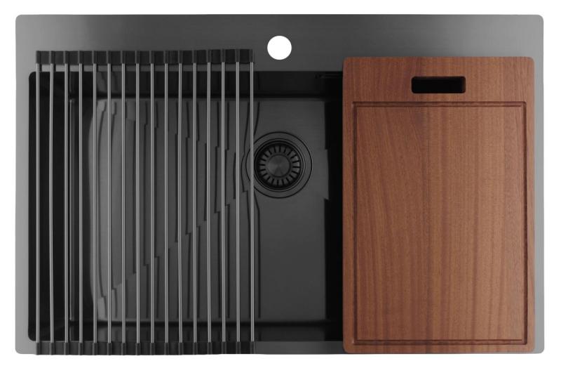 Pure.Sink Luxion Μεγάλο νεροχύτη Gun metal 78x50 cm Tapwing με οπή για βρύση PLX7850T-61