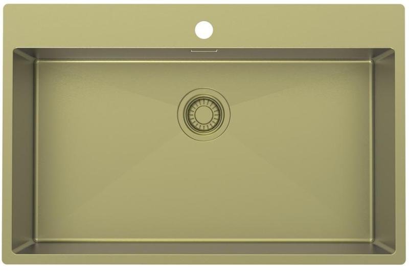 Pure.Sink Luxion Μεγάλο χρυσό νεροχύτη 78x50 cm Tapwing με οπή για βρύση PLX7850T-60