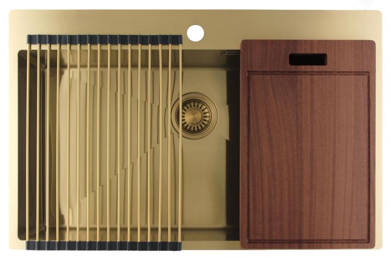 Pure.Sink Luxion Μεγάλο χρυσό νεροχύτη 78x50 cm Tapwing με οπή για βρύση PLX7850T-60