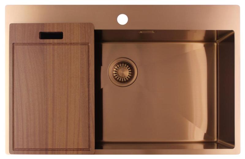 Pure.Sink Luxion Μεγάλο χάλκινο νεροχύτη 78x50 cm Tapwing με βάση για βρύση PLX7850T-62