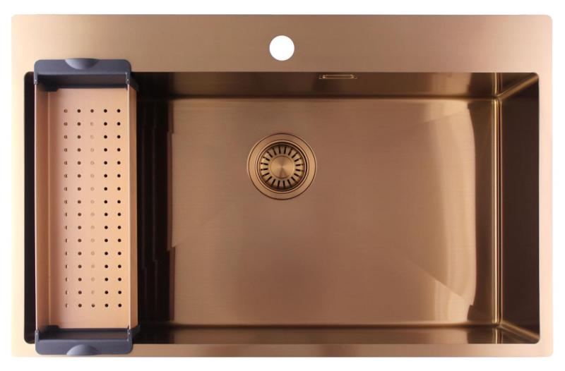 Pure.Sink Luxion Μεγάλο χάλκινο νεροχύτη 78x50 cm Tapwing με βάση για βρύση PLX7850T-62