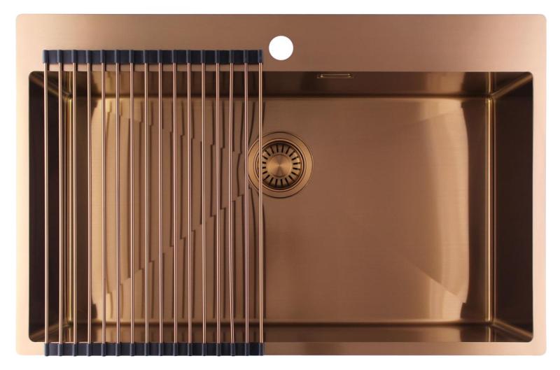 Pure.Sink Luxion Μεγάλο χάλκινο νεροχύτη 78x50 cm Tapwing με βάση για βρύση PLX7850T-62