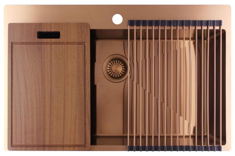 Pure.Sink Luxion Μεγάλο χάλκινο νεροχύτη 78x50 cm Tapwing με βάση για βρύση PLX7850T-62