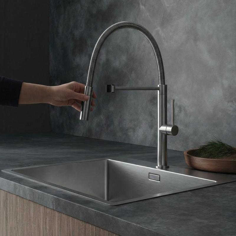 Pure.Sink Luxion Μασίφ ανοξείδωτη βρύση κουζίνας profi με εύκαμπτο στόμιο και 2 τύπους ροής PLXFLEX-02