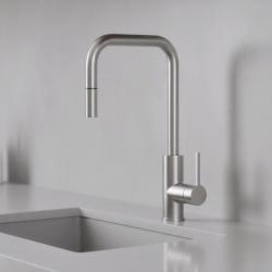 Pure.Sink Luxion μαζική ανοξείδωτη βρύση κουζίνας τετράγωνη με αποσπώμενη έξοδο PLXSQUA-02