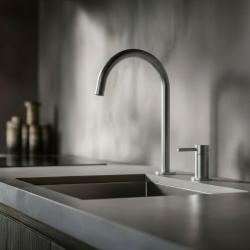 Pure.Sink Luxion 2-οπική μαζική ανοξείδωτη βρύση κουζίνας με στρογγυλή έξοδο PLX2HR-02