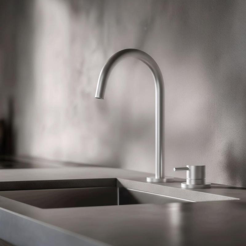 Pure.Sink Luxion 2-οπική μαζική ανοξείδωτη βρύση κουζίνας με στρογγυλή έξοδο PLX2HR-02