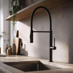 Pure.Sink Luxion Μαύρη επαγγελματική βρύση κουζίνας με εύκαμπτο στόμιο και 2 τύπους ροής PLXFLEX-10