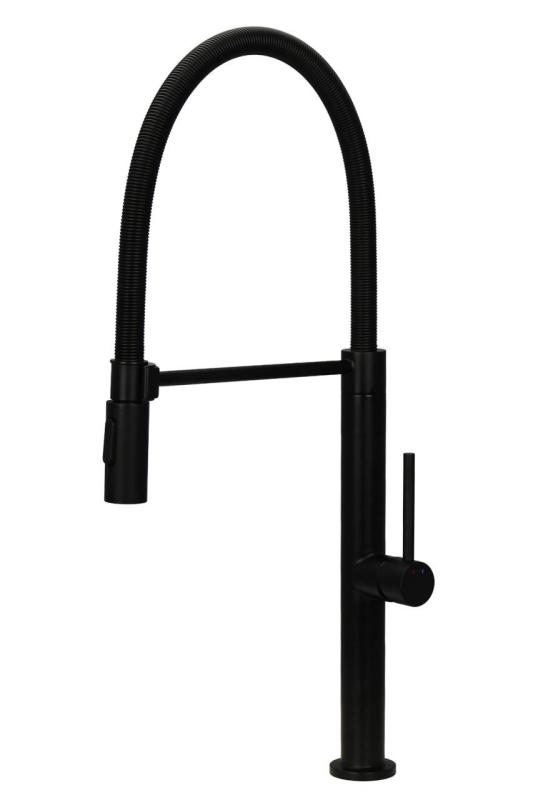 Pure.Sink Luxion Μαύρη ματ βρύση κουζίνας profi με εύκαμπτο στόμιο και 2 τύπους ροής PLXFLEX-10