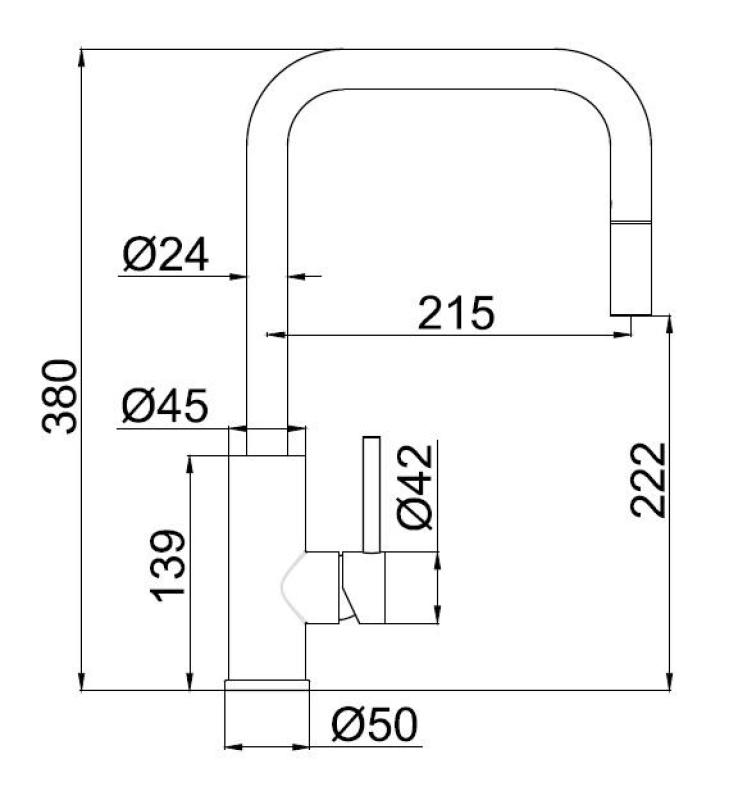 Pure.Sink Luxion Μαύρη ματ βρύση κουζίνας τετράγωνη με αποσπώμενο στόμιο PLXSQUA-10