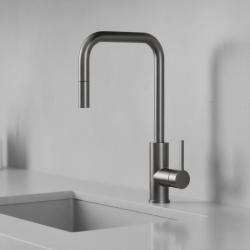 Pure.Sink Luxion Gun metal κουζίνα βρύση τετράγωνη με αποσπώμενη έξοδο PLXSQUA-61