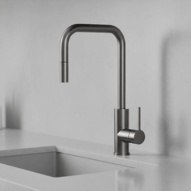 Pure.Sink Luxion Gun metal κουζίνα βρύση τετράγωνη με αποσπώμενη έξοδο PLXSQUA-61