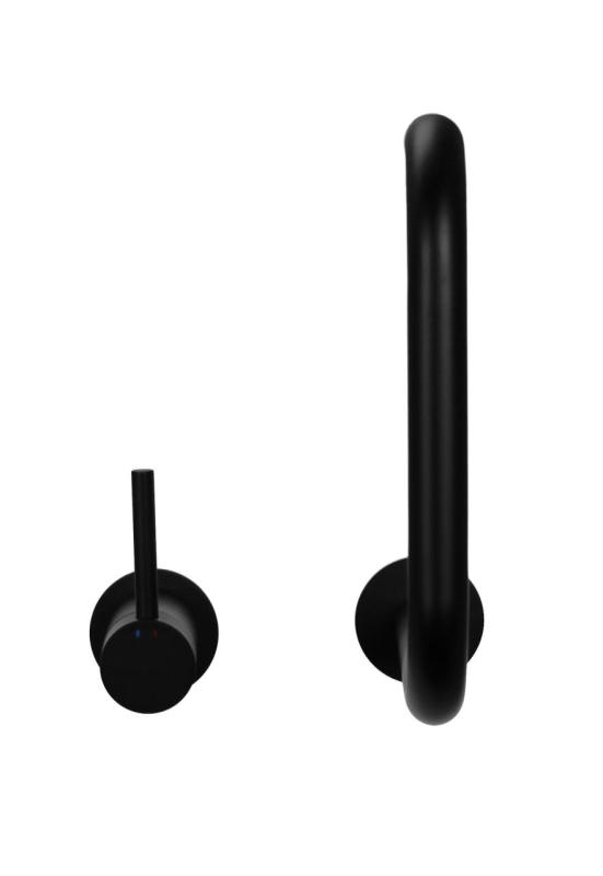 Pure.Sink Luxion Μαύρη ματ βρύση κουζίνας 2 οπών με στρογγυλή έξοδο PLX2HR-10