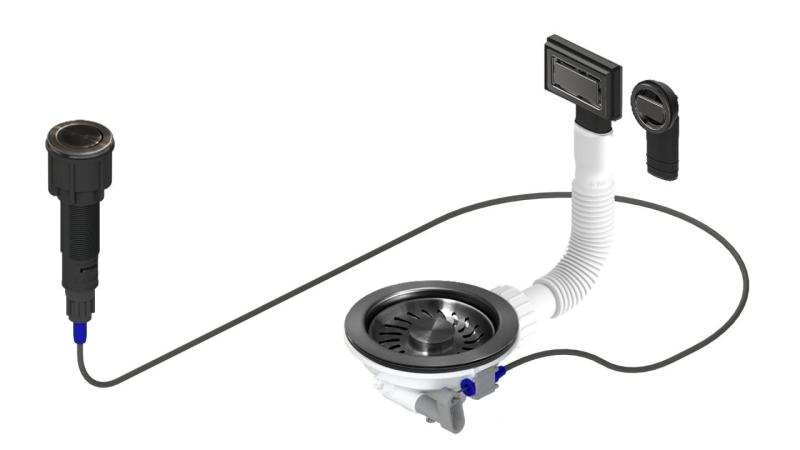 Σετ αποχέτευσης Granitemy Gun metal συμπεριλαμβανομένου του κουμπιού-αποβλήτων με βύσμα, συν ορθογώνια και στρογγυλή υπερχείλιση 1208971745