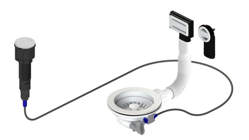 Σετ αποχέτευσης Granitemy White συμπεριλαμβανομένου του κουμπιού-αποβλήτων με βύσμα, συν ορθογώνια και στρογγυλή υπερχείλιση 1208971747