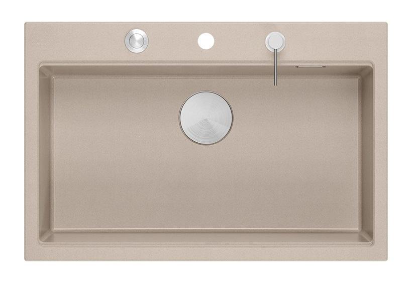 Quadri Hard Rock Beige γρανίτης επικαθήμενος μεγάλος νεροχύτης 76x50cm συμπεριλαμβανομένου του ανοξείδωτου πώματος και αξεσουάρ 1208971751