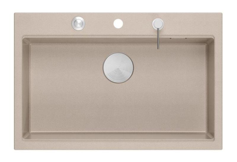 Quadri Hard Rock Beige γρανίτης επικαθήμενος μεγάλος νεροχύτης 76x50cm συμπεριλαμβανομένου του ανοξείδωτου πώματος και αξεσουάρ 1208971751