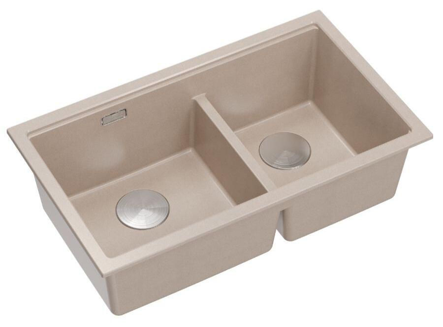 Quadri Newport II Διπλό Beige Γρανίτης Επιφάνειας Νεροχύτης 76x45 εκ. με ανοξείδωτο πώμα 1208971754