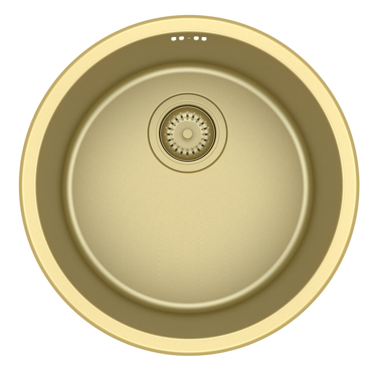 Pure.Sink Rondo Χρυσός Στρογγυλός Νεροχύτης επίπεδης εντοιχίσματος, επίπεδης επιφάνειας και επικάθιστου 38 cm PRN38-60