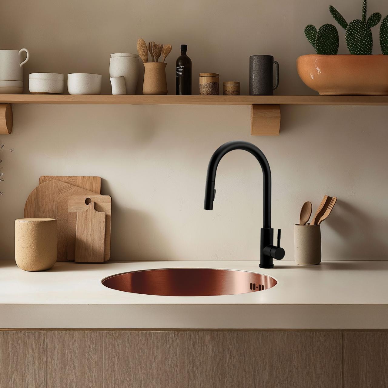 Pure.Sink Rondo Χάλκινος Κυκλικός Νεροχύτης επίπεδης ενσωμάτωσης, υποδομής και επικαθήμενος 38 cm PRN38-62