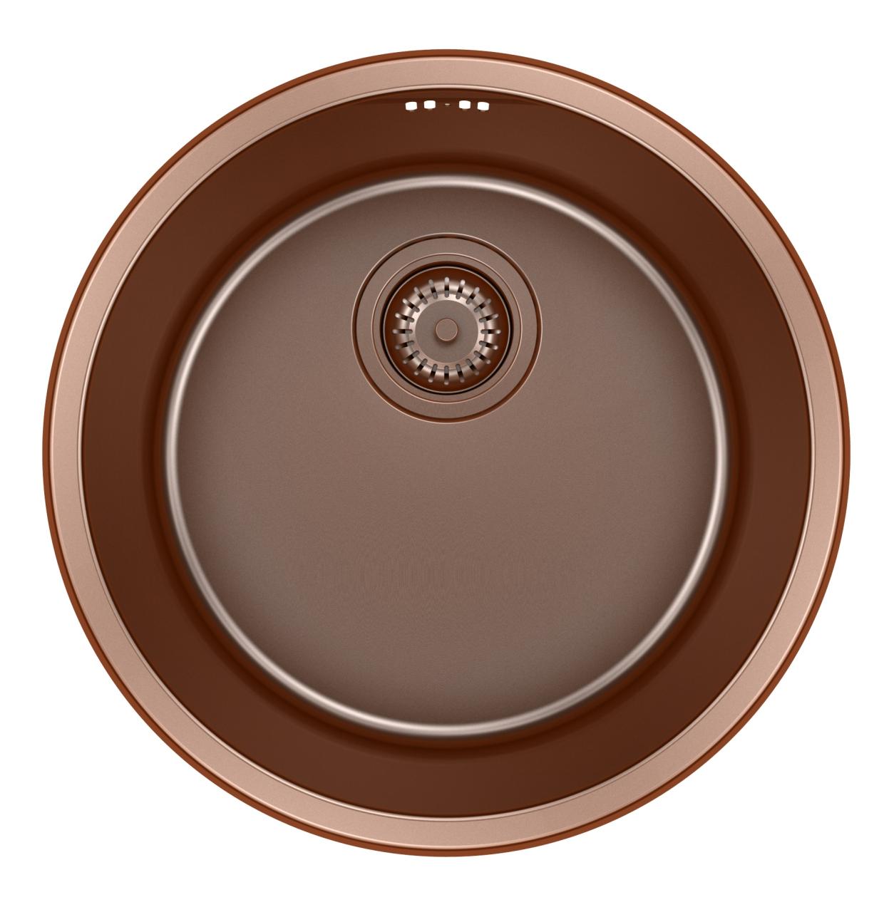 Pure.Sink Rondo Χάλκινος Κυκλικός Νεροχύτης επίπεδης ενσωμάτωσης, υποδομής και επικαθήμενος 38 cm PRN38-62