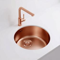 Pure.Sink Rondo Χάλκινος Κυκλικός Νεροχύτης επίπεδης ενσωμάτωσης, υποδομής και επικαθήμενος 38 cm PRN38-62