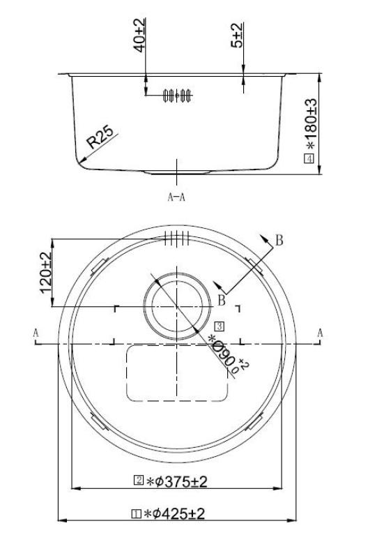 Pure.Sink Rondo Χάλκινος στρογγυλός νεροχύτης για εντοιχισμένη, υπο-εντοιχισμένη και επιτοίχια εγκατάσταση, 37 cm RD375-Copper