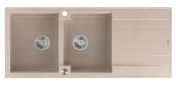 Quadri Luton κατασκευή διπλής γρανίτης νεροχύτης pearl beige με στραγγιστήρα 116x50 εκ. με ανοξείδωτο πώμα 1208971812