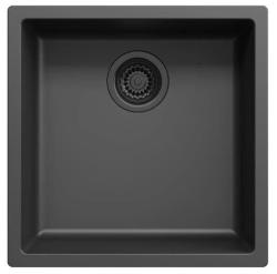 Νεροχύτης Ausmann Fibre μαύρος 40x40cm εντοιχιζόμενος, επιφανειακός και επίπεδος με αυτόματη μαύρη βύσμα 1208971851