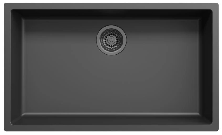 Ausmann Fibre μαύρο μεγάλο νεροχύτη 70x40cm εντοιχιζόμενο, επικαθήμενο και επίπεδο με αυτόματο μεταλλικό πώμα gun metal 1208971865