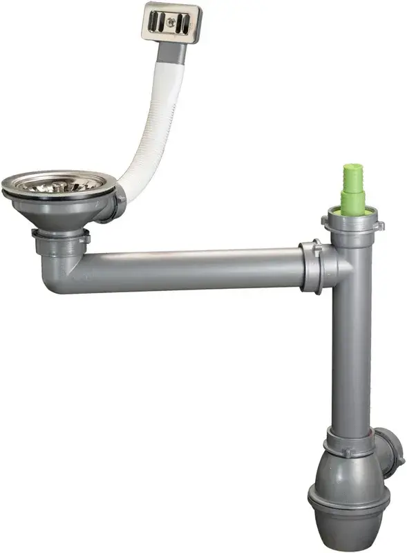 Ausmann Σετ αποχέτευσης από ανοξείδωτο χάλυβα με τετράγωνη υπερχείλιση, συμπεριλαμβανομένης της σιφωνιέρας για μονή νεροχύτη 1208971877