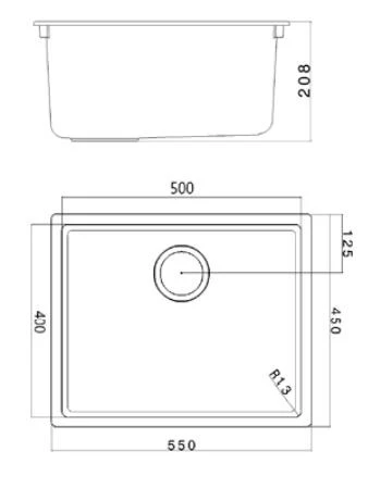 Ausmann Λευκός νεροχύτης ίνας 50x40cm υποδομή, επικαθήμενος και επίπεδης ενσωμάτωσης με αυτόματη χάλκινη βύσμα 1208971900