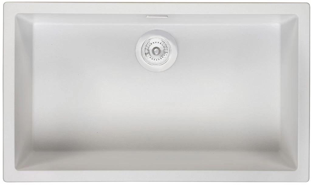 Ausmann Ίνα λευκό μεγάλο νεροχύτη 70x40cm υποδομή, επιφάνεια και επίπεδη ενσωμάτωση με αυτόματη λευκή πρίζα 1208971909