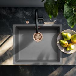 Ausmann Fibre σκυρόδεμα γκρί νεροχύτης 50x40cm υποδόμηση, επιφάνεια και επίπεδη ενσωμάτωση με αυτόματη χάλκινη βύσμα 1208971917