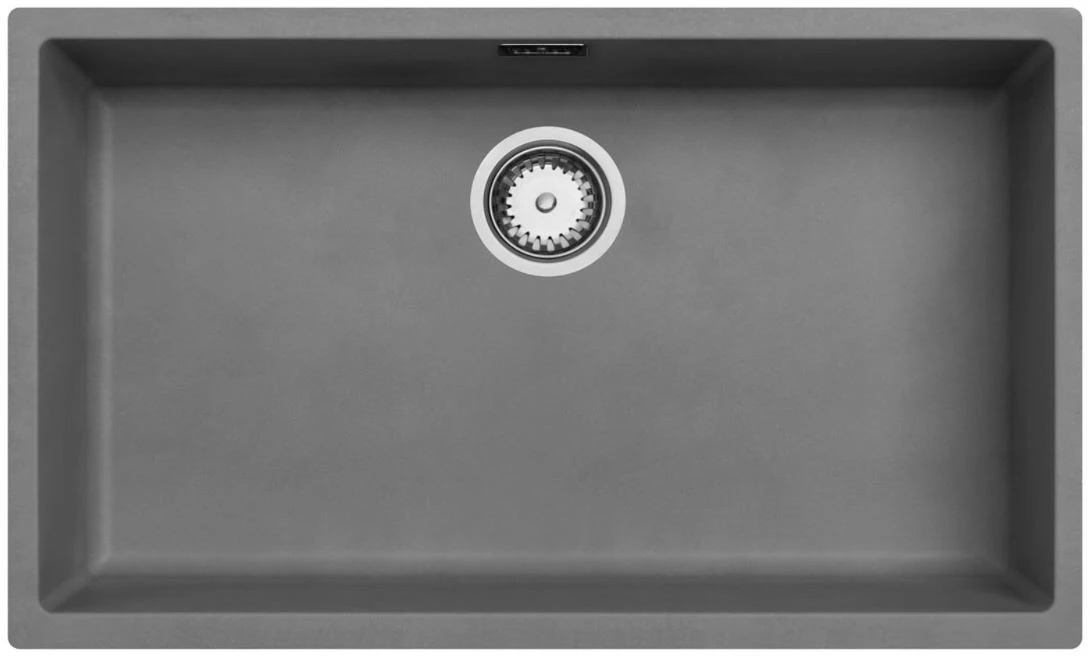 Ausmann Fibre σκυρόδεμα γκρι μεγάλο νεροχύτη 70x40cm επίπεδη επένδυση, επιφανειακή τοποθέτηση και εντοιχισμένη με αυτόματο ανοξείδωτο πρίζα 1208971920