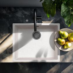 Ausmann Fibre αμμολοφος λευκό νεροχύτης 50x40cm εντοιχισμένος, επιφανειακός και επίπεδος εντοιχισμός με αυτόματη πρίζα από γκριζομέταλλο 1208971934