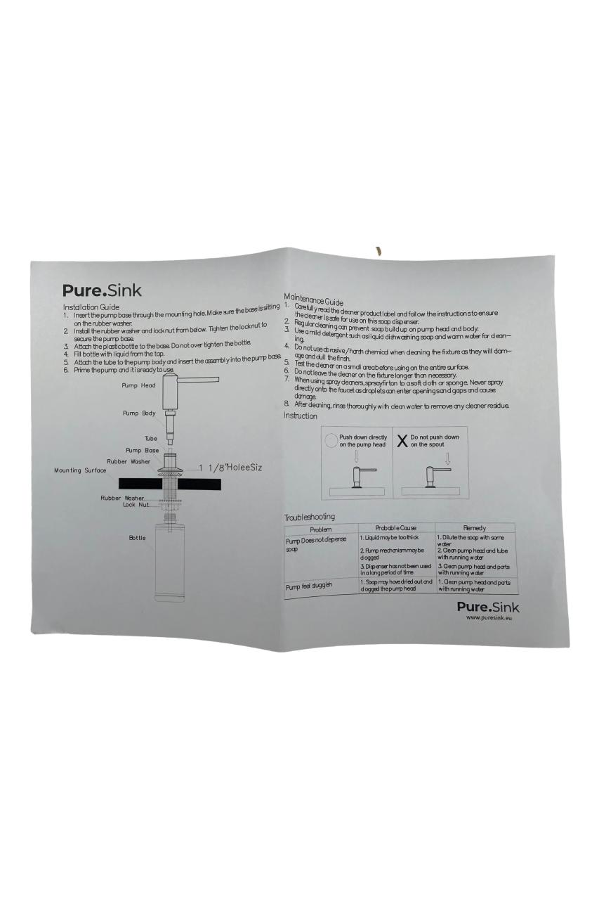 Pure.Sink Elite Steel Shine εντοιχιζόμενη διανομέας σαπουνιού PVD χαλκού αναπληρώσιμη από πάνω PS9010-62