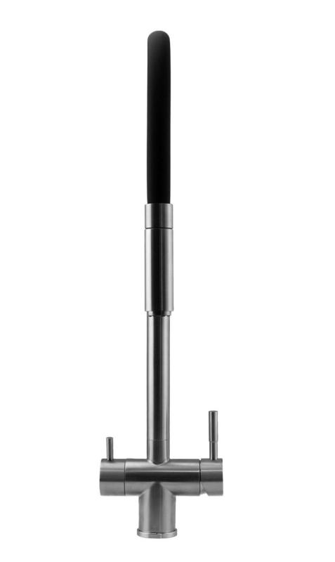 Pure.Sink Elite Steel Flex 3-τρόπος ανοξείδωτο νεροχύτη κουζίνας με ευέλικτη έξοδο και φιλτραρισμένο νερό PS8110-02