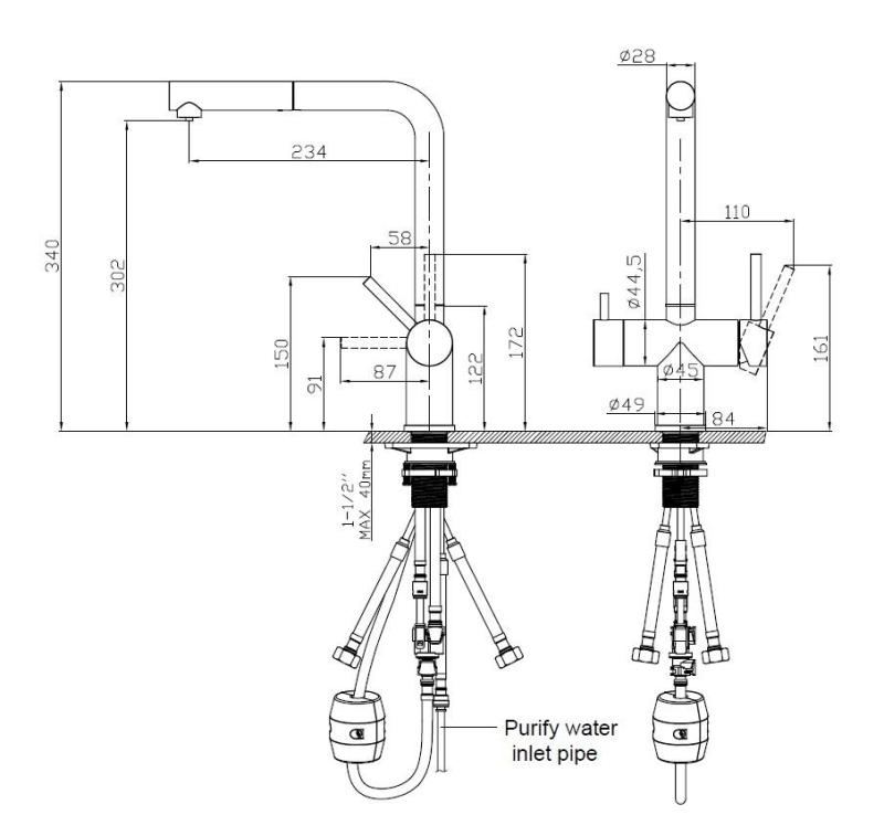 Pure.Sink Elite Steel Clear-S RVS 3-δρόμου Κουζινόνερο με Αποσπώμενη Έξοδο και Φιλτραρισμένο Νερό PS8120-02