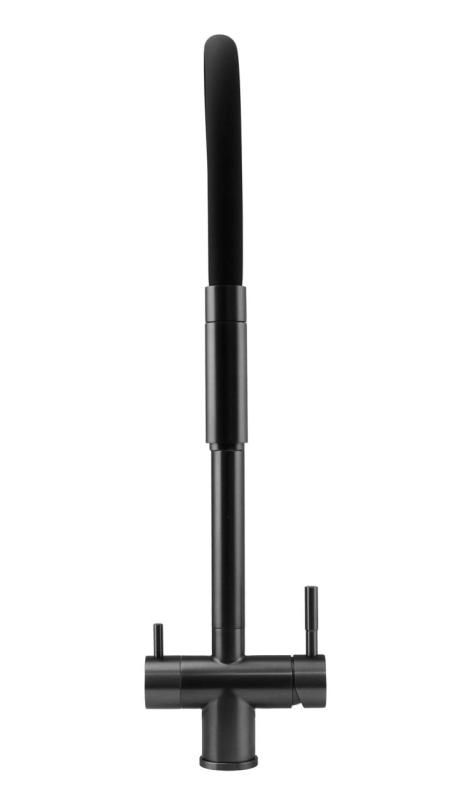 Pure.Sink Elite Steel Flex 3-δρόμος PVD gun metal κουζινική βρύση με ευέλικτη αποχέτευση και Φιλτραρισμένο Νερό PS8110-61