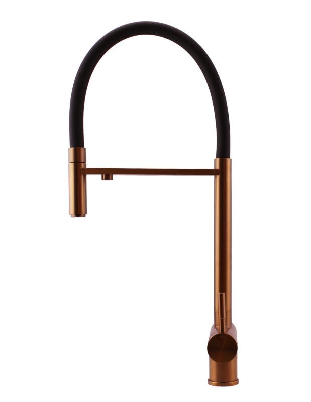 Pure.Sink Elite Steel Flex 3-τρόπος PVD χάλκινη κουζινική βρύση με ευέλικτη έξοδο και φιλτραρισμένο νερό PS8110-62