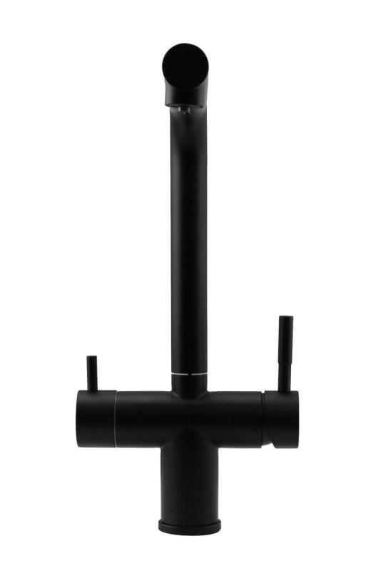 Pure.Sink Elite Steel Clear-S Mat μαύρο 3-δρόμων Κουζινόβρυση με Αποσπώμενη Ροή και Φιλτραρισμένο Νερό PS8120-10