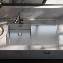Pure.Sink Exclusivo Ανοξείδωτο νεροχύτη με αποστραγγιστικό τμήμα 100x52 cm Βρύση αριστερά PEX47100LT-02