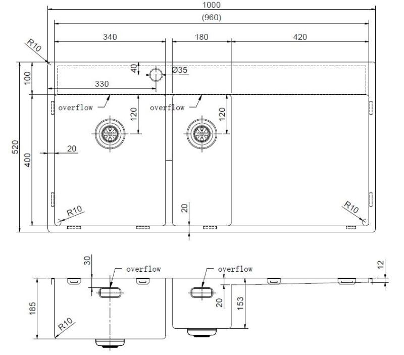 Pure.Sink Exclusivo Ανοξείδωτο νεροχύτη 1,5  με αποστραγγιστικό 100x52 cm Βρύση αριστερά PEX3418100LT-02