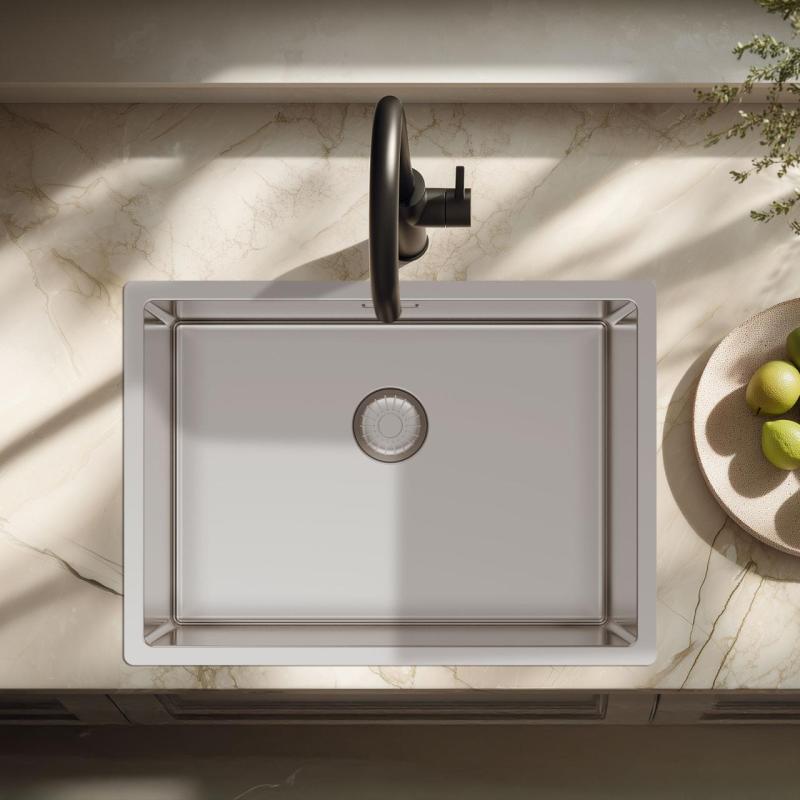 Pure.Sink Exclusivo Ειδικός νεροχύτης από ανοξείδωτο χάλυβα μήκους 35 cm, διαστάσεων 50x35 cm, ακτίνας 10 mm PEX5035-02