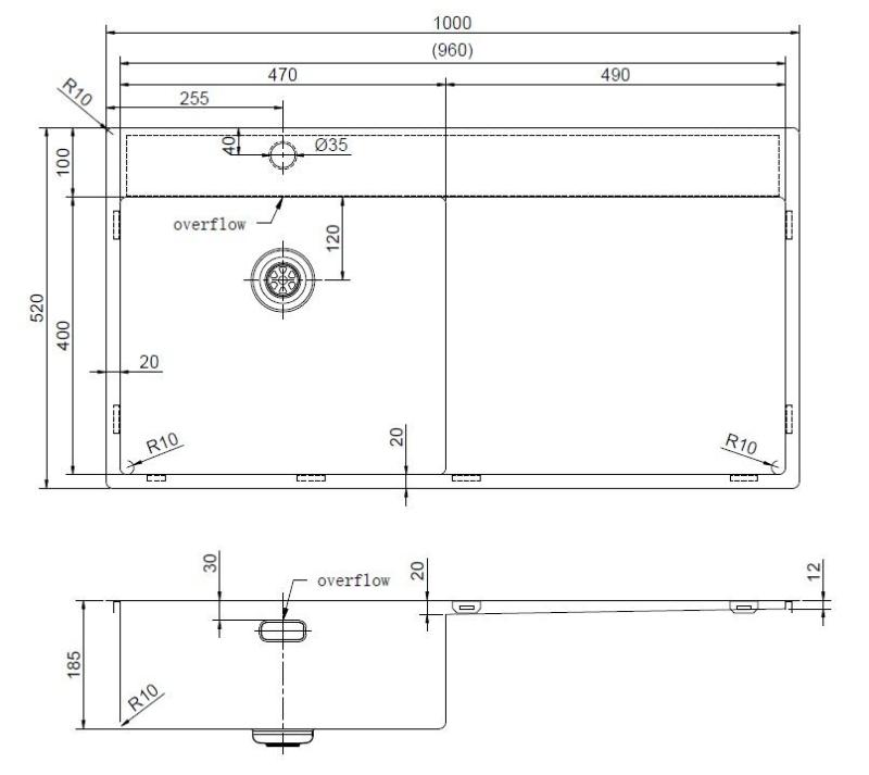 Pure.Sink Exclusivo Χρυσό νεροχύτη με αποστραγγιστικό 100x52 cm Βρύση αριστερά PEX47100LT-60